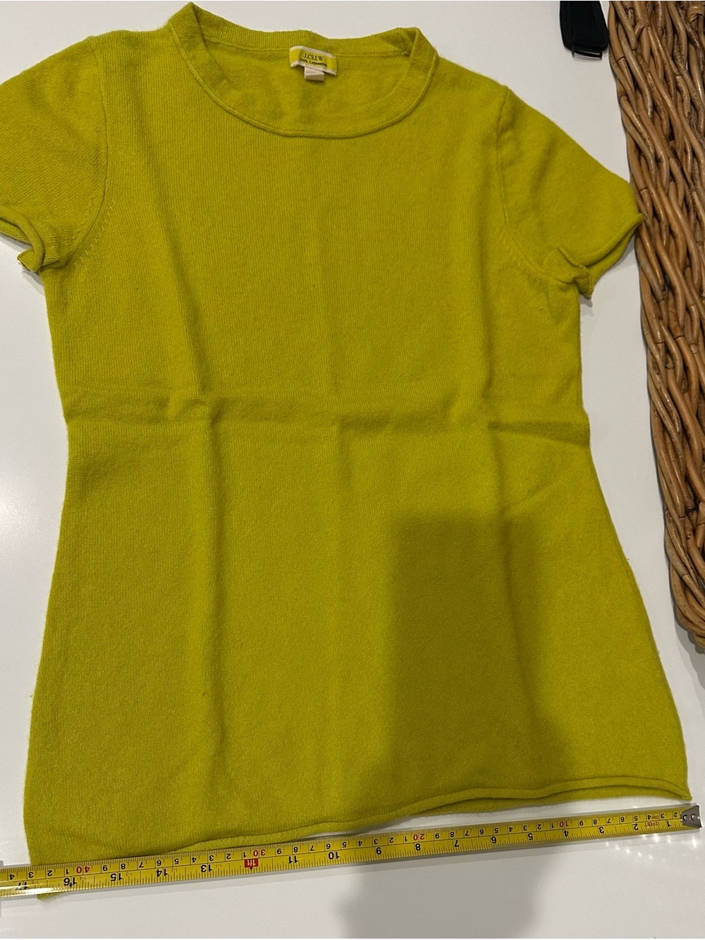 J. Crew 100% cashmere Short Sleeve Sweater Tee burnished citron - Picture 7 of 9